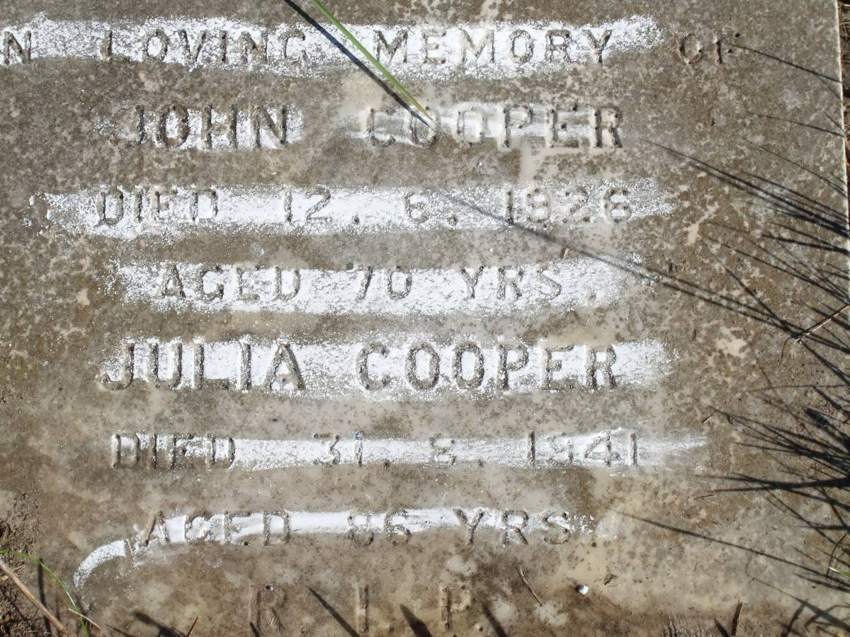 COOPER John -1926 &amp; Julia -1941