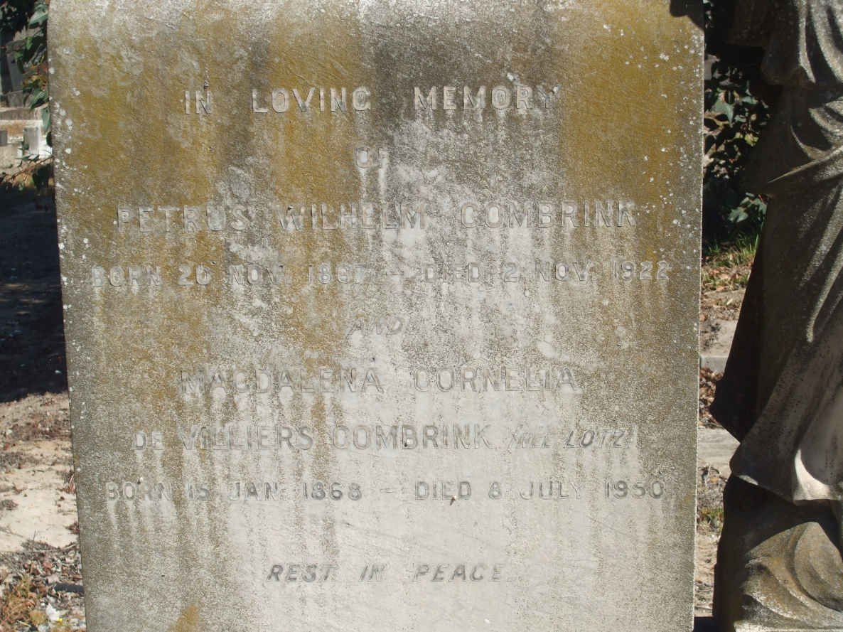 COMBRINK Petrus Wilhelm 1867-1922 &amp; Magdalena Cornelia De Villiers LOTZ 1868-1950