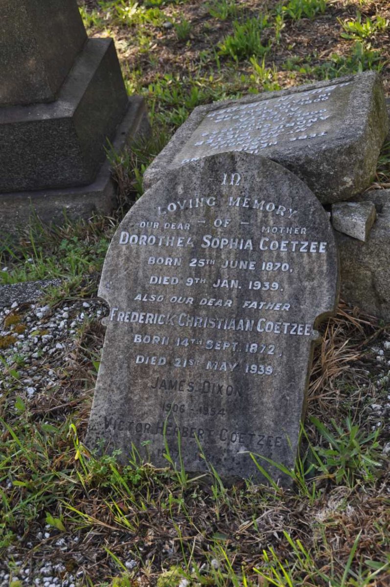 COETZEE Frederick Christiaan 1872-1939 &amp; Dorothea Sophia 1870-1939 :: COETZEE Victor Herbert 1907-1981 :: DIXON James 1906-1