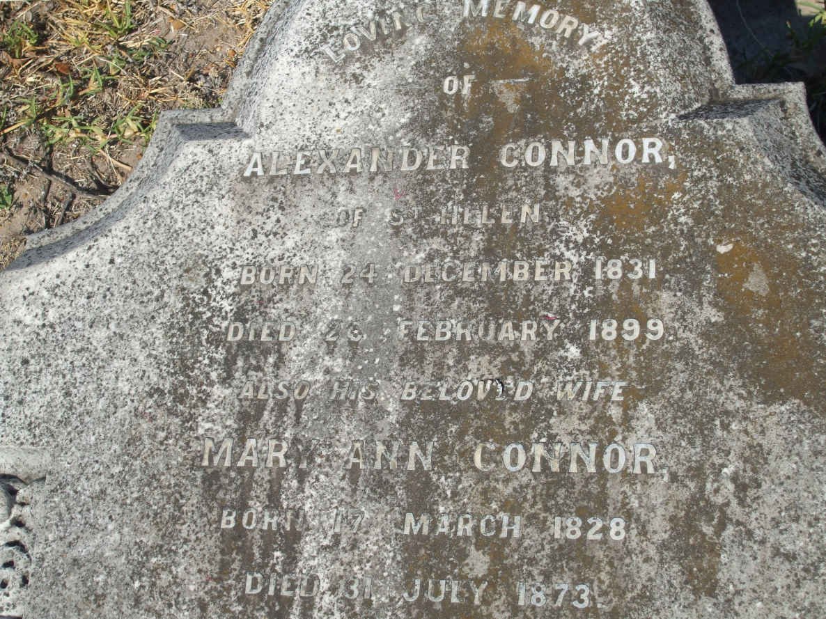 CONNOR Alexander 1831-1899 &amp; Mary Ann 1828-1873