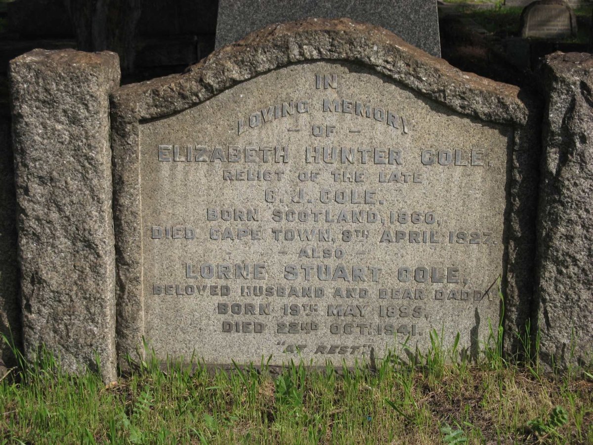 COLE Elizabeth Hunter 1860-1927 :: COLE Lorne Stuart 1895-1941