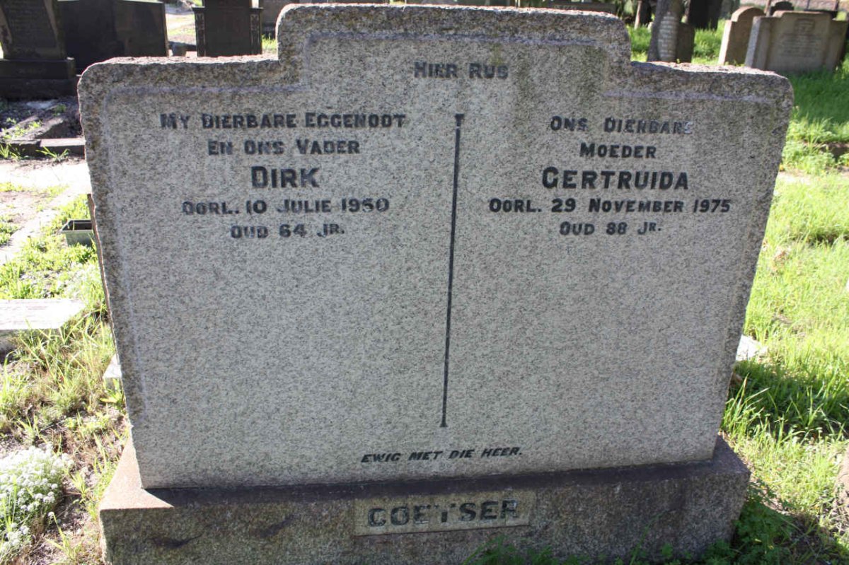 COETSER Dirk -1950 &amp; Gertruida -1975