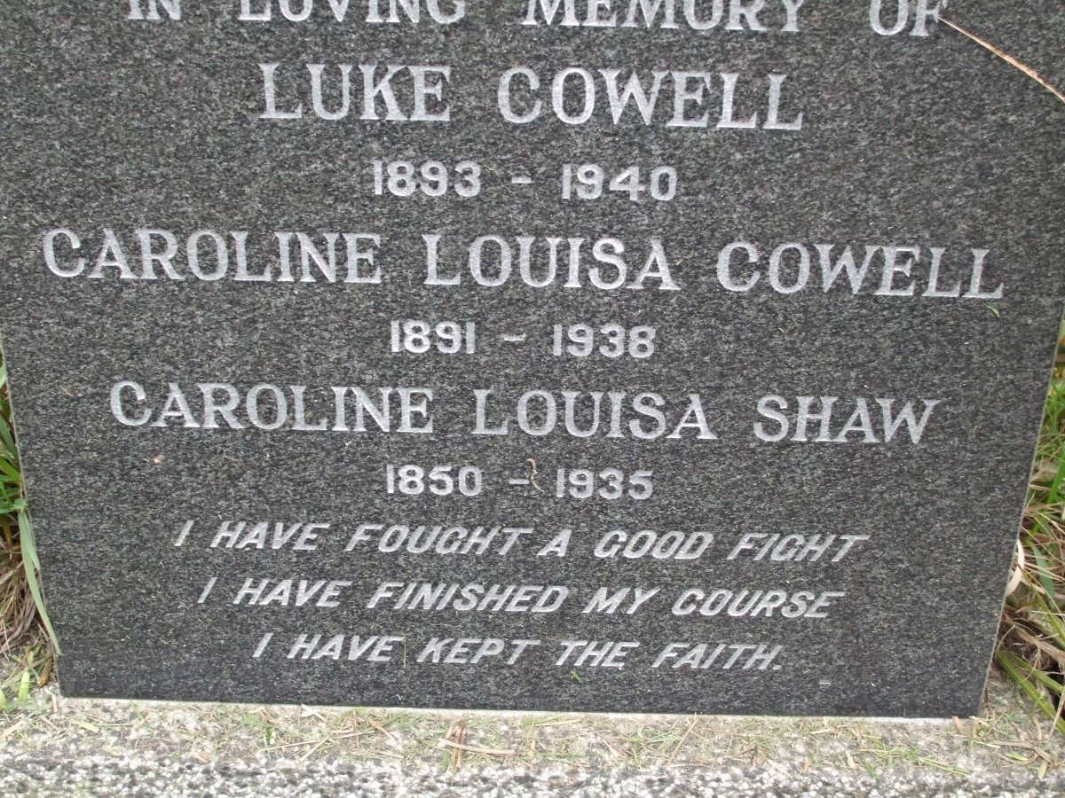 COWELL Luke 1893-1940 &amp; Caroline Louisa 1891-1936 :: SHAW Caroline Louisa 1850-1935