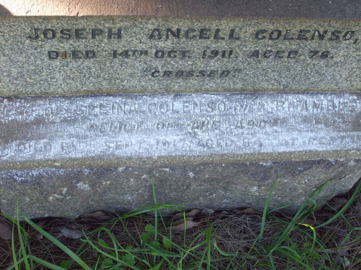 COLENSO Joseph Ancell  -1911 &amp; Selina nee BRAMBLE -1917