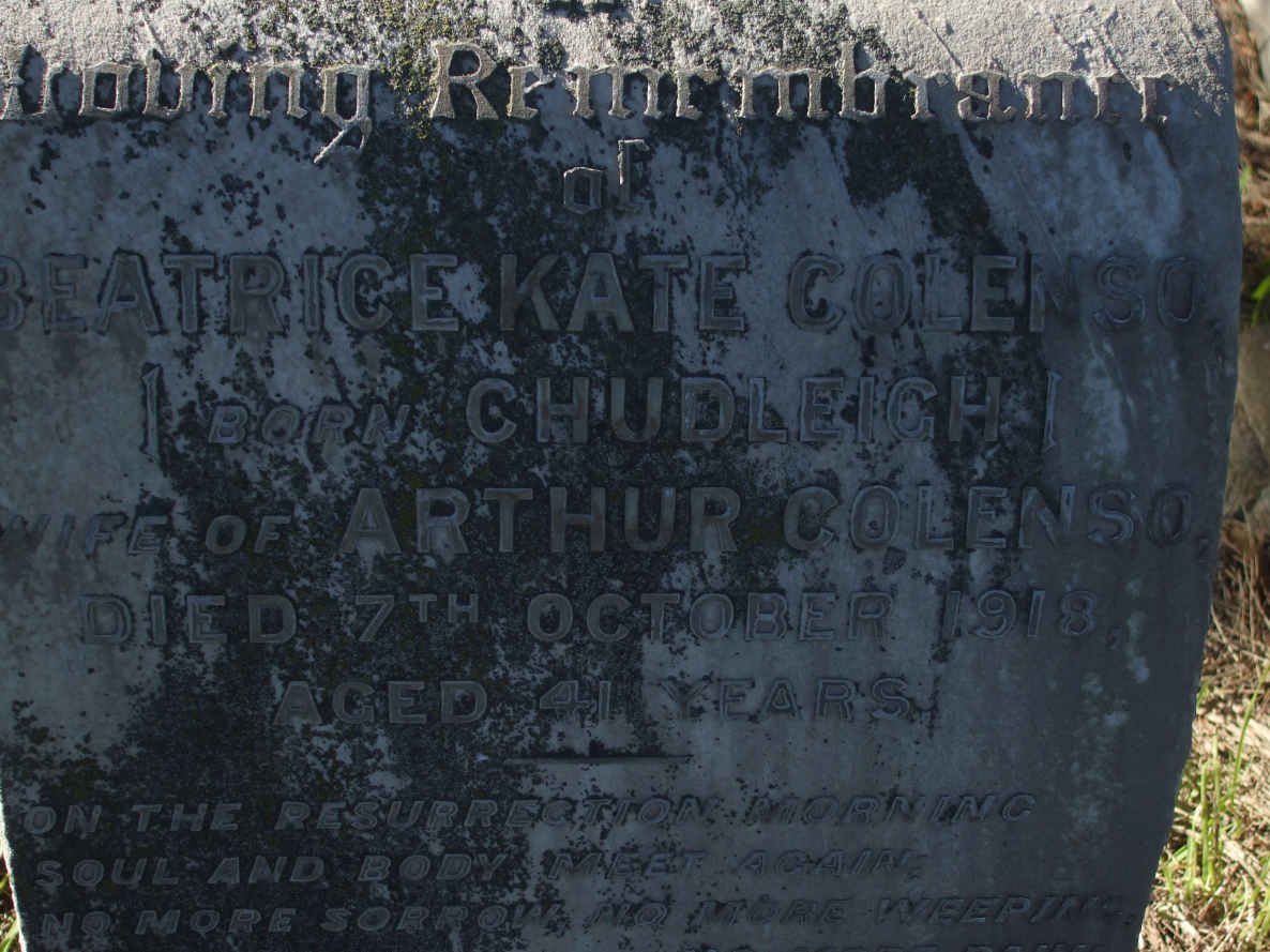 COLENSO Beatrice Kate nee CHUDLEIGH -1918 