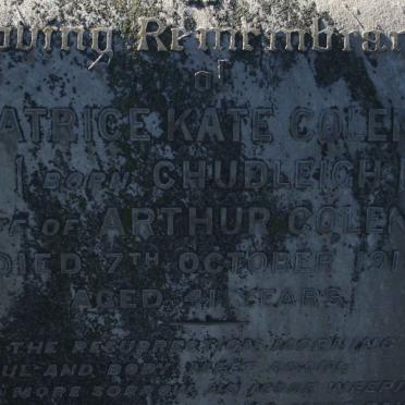COLENSO Beatrice Kate nee CHUDLEIGH -1918 
