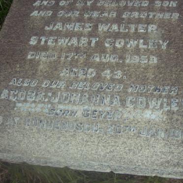 COWLEY James Walter Stewart - 1950 :: COWLEY Jacoba Johanna nee GEYER -1963