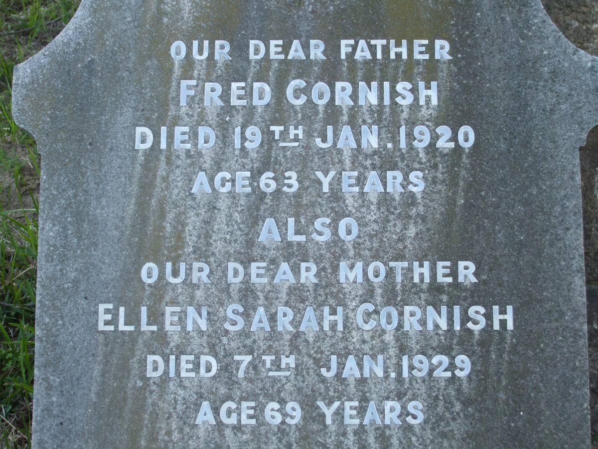 CORNISH Fred -1920 &amp; Ellen Sarah -1929