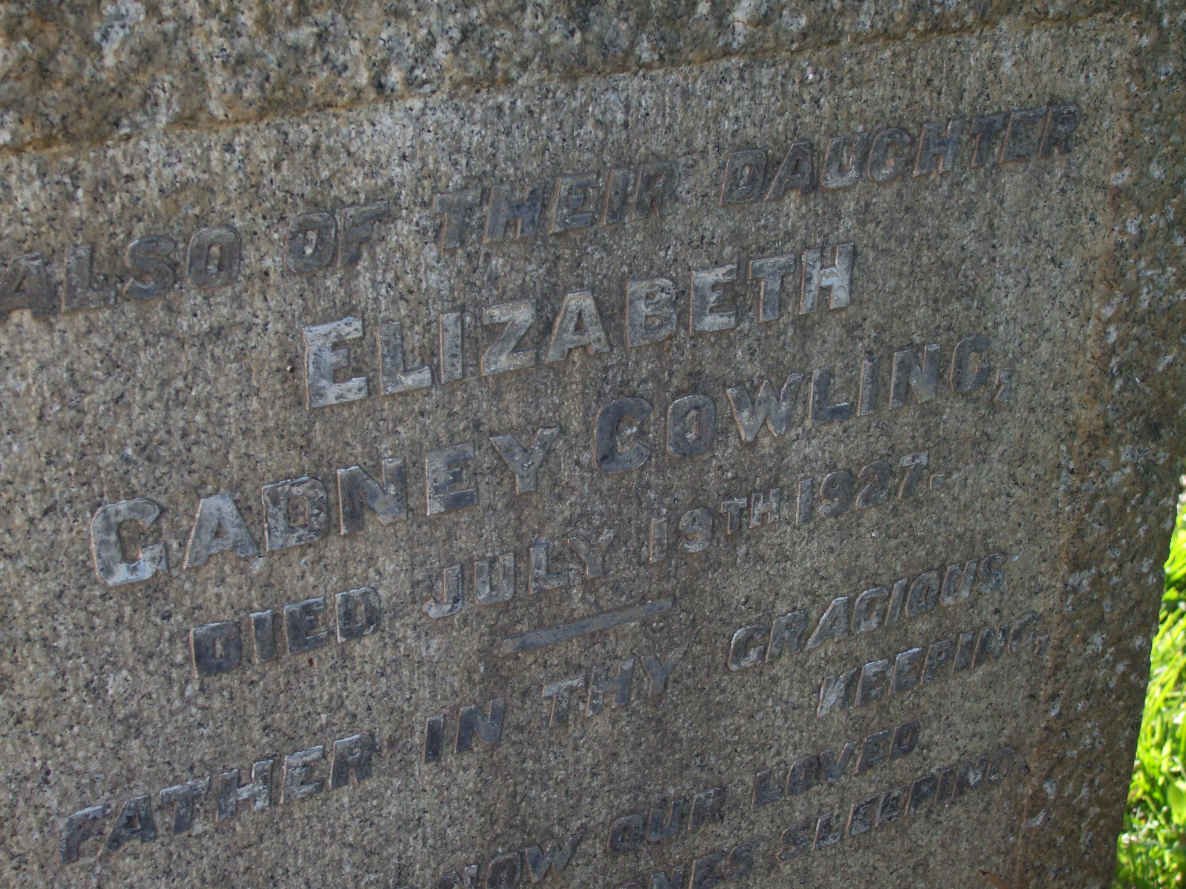 COWLING Elizabeth Gadney  -1927