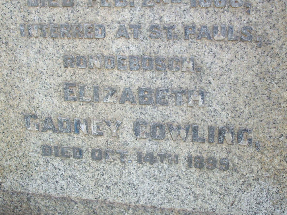 COWLING Elizabeth Gadney -1899