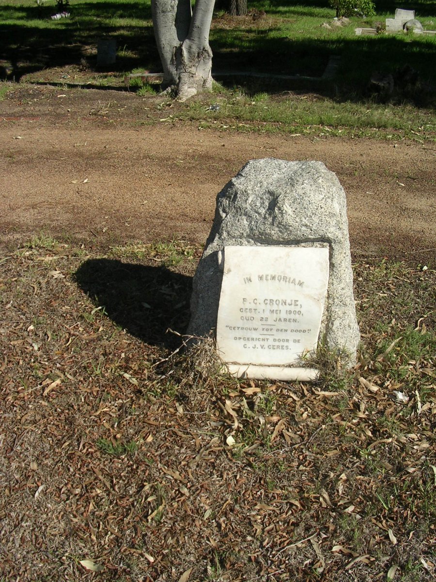 CRONJE P.C. 1878-1900