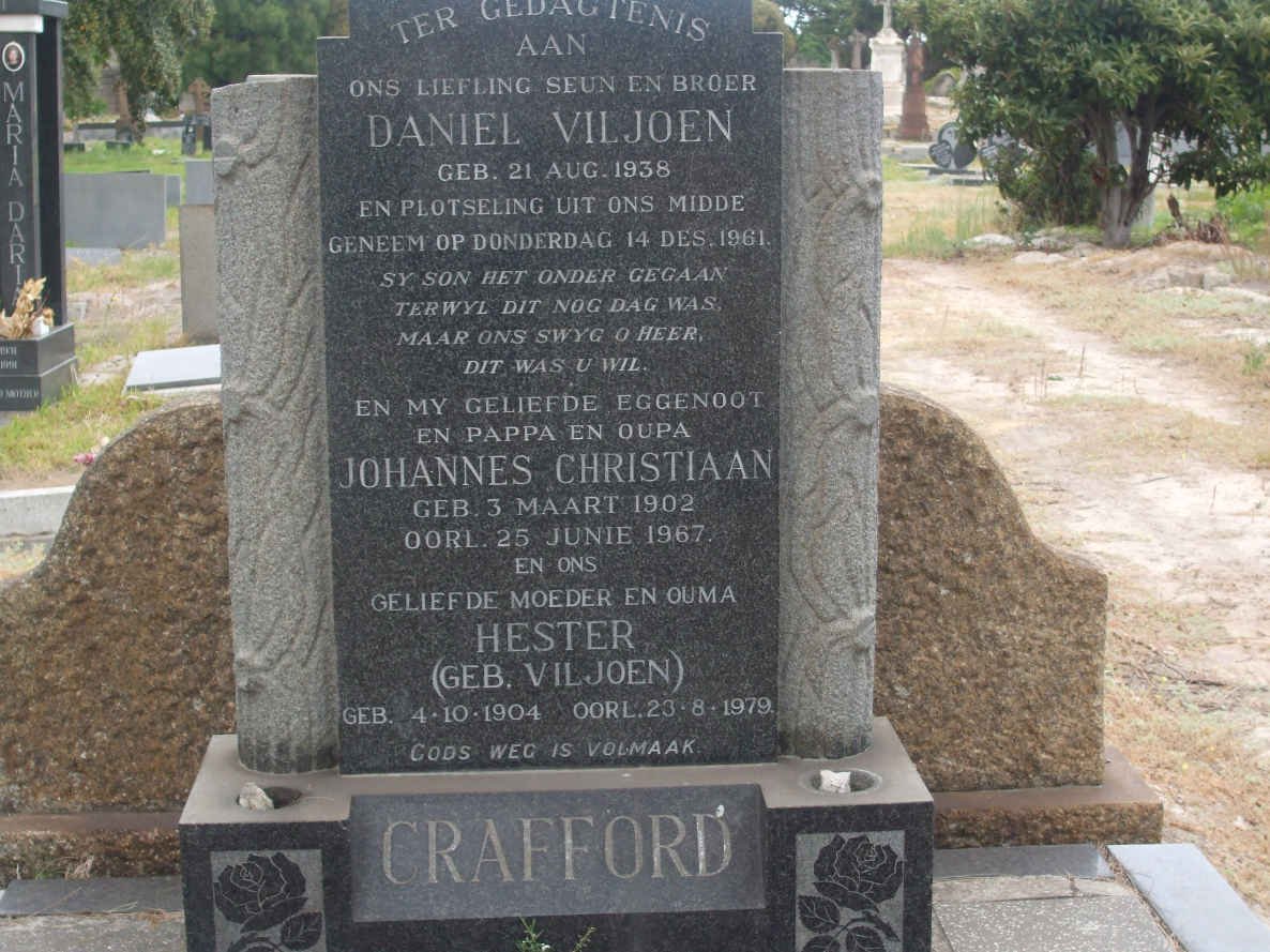 CRAFFORD Johannes Christiaan 1902-1967 &amp; Hester VILJOEN 1904-1979 :: VILJOEN Daniel 1938-1961