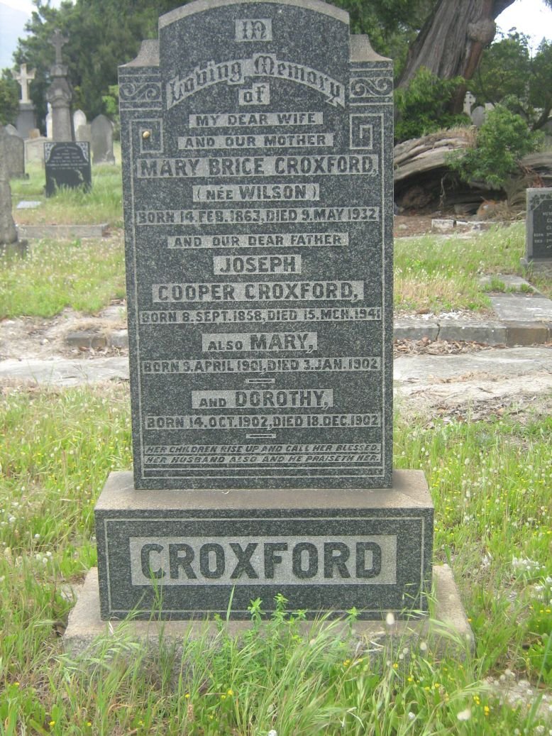 CROXFORD Joseph Cooper 1858-1941 &amp; Mary Brice WILSON 1863-1932