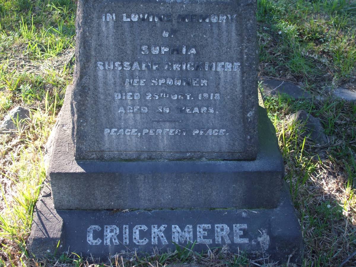 CRICKMERE Sophia Sussane nee SPOONER -1918