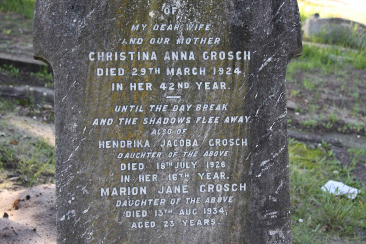 CROSCH Christina Anna -1924 : CROSCH Hendrika Jacoba -1928 :: CROSCH Marion Jane -1934