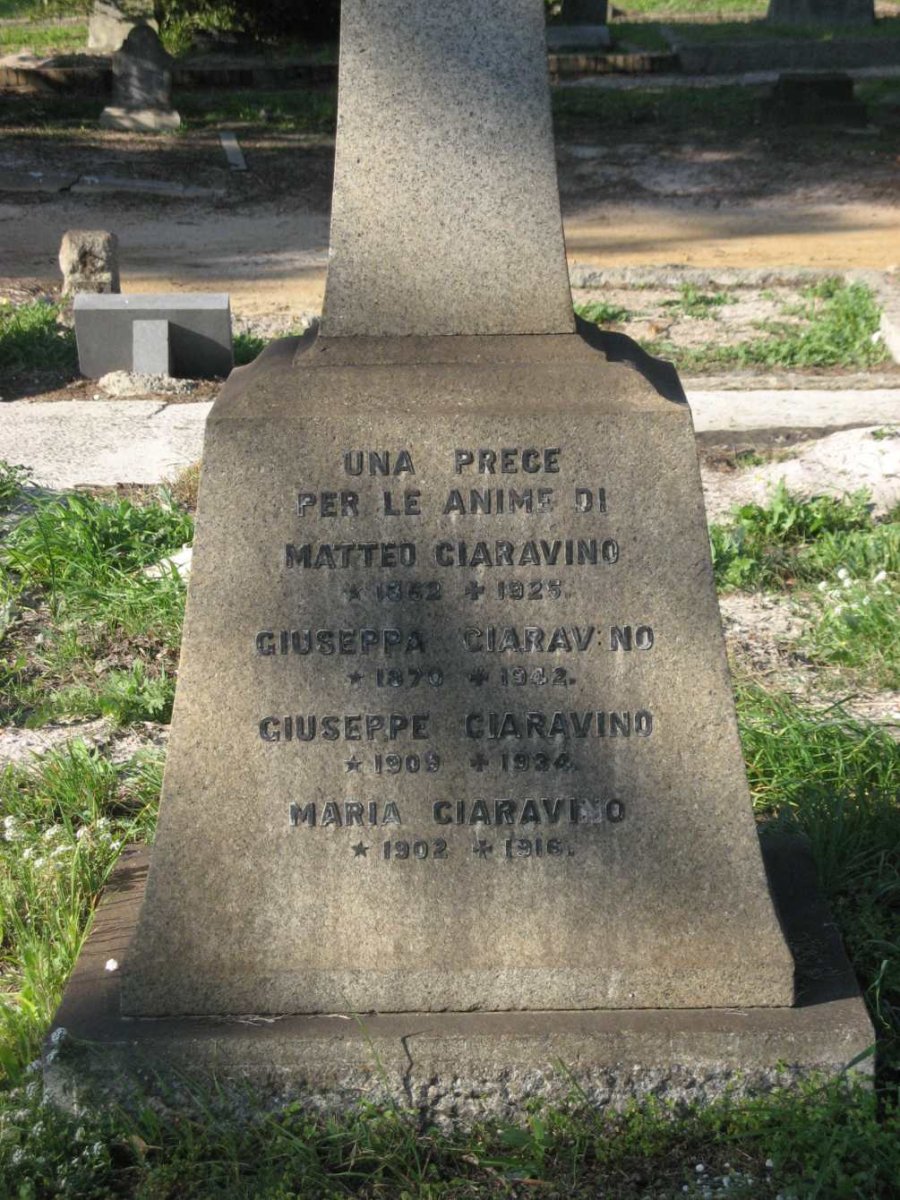 CIARAVINO Matteo -1925 :: CIARAVINO Guiseppa 1870-19? :: CIARAVINO Guiseppe 1909-1934 :: CIARAVINO Maria 1902-1916