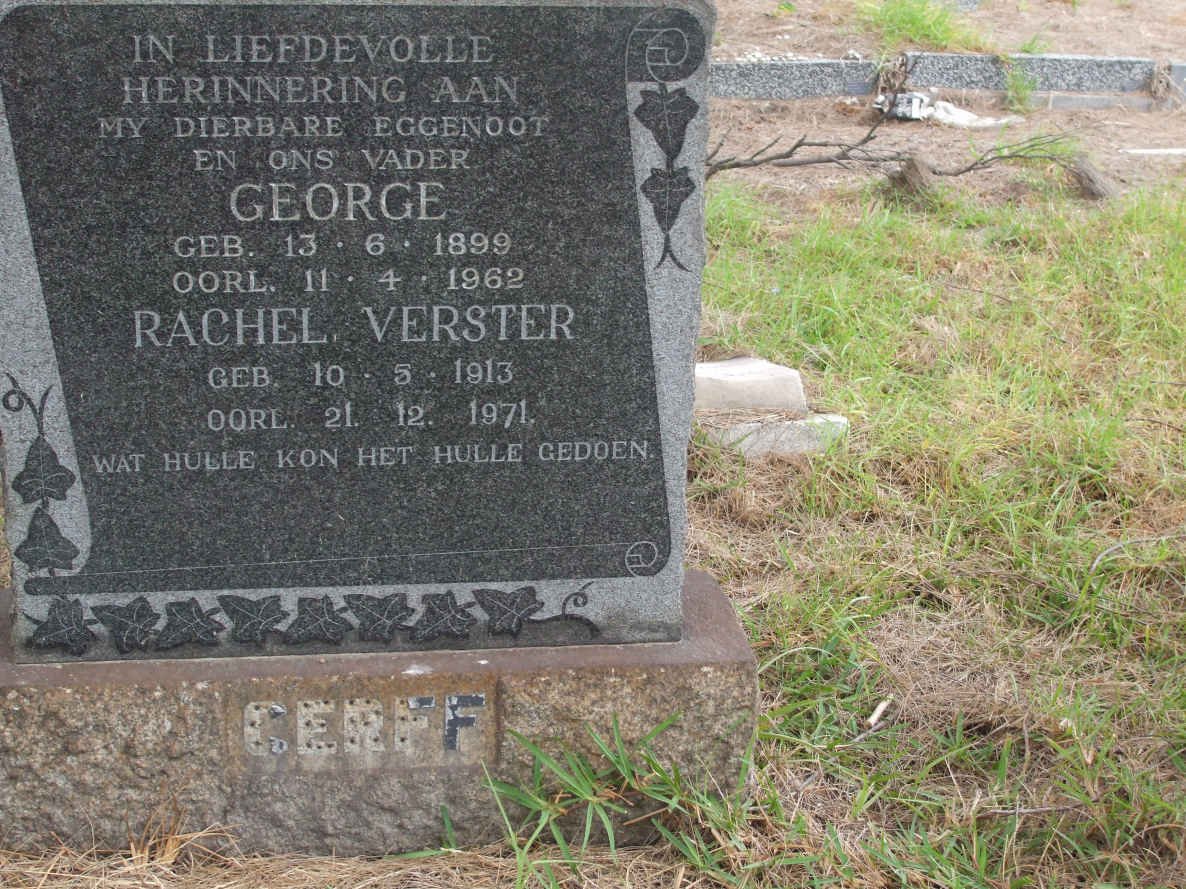 CERFF George 1899-1962 &amp; Rachel VERSTER 1913-1971