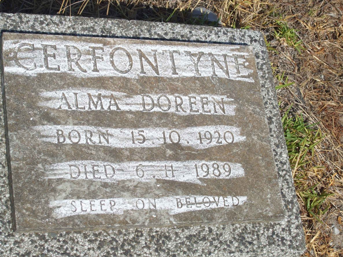 CERFONTYNE Alma Doreen 1920-1989