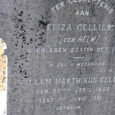 CELLIER Willem Marthinus 1852-1931 &amp; Eliza HELM -1913