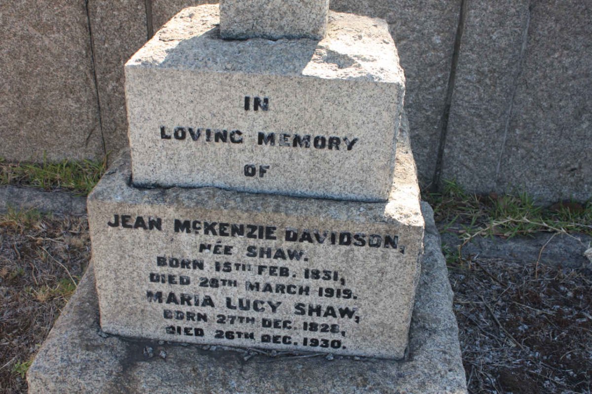 DAVIDSON Jean McKenzie nee SHAW 1831-1919 :: SHAW Maria Lucy 1828-1930