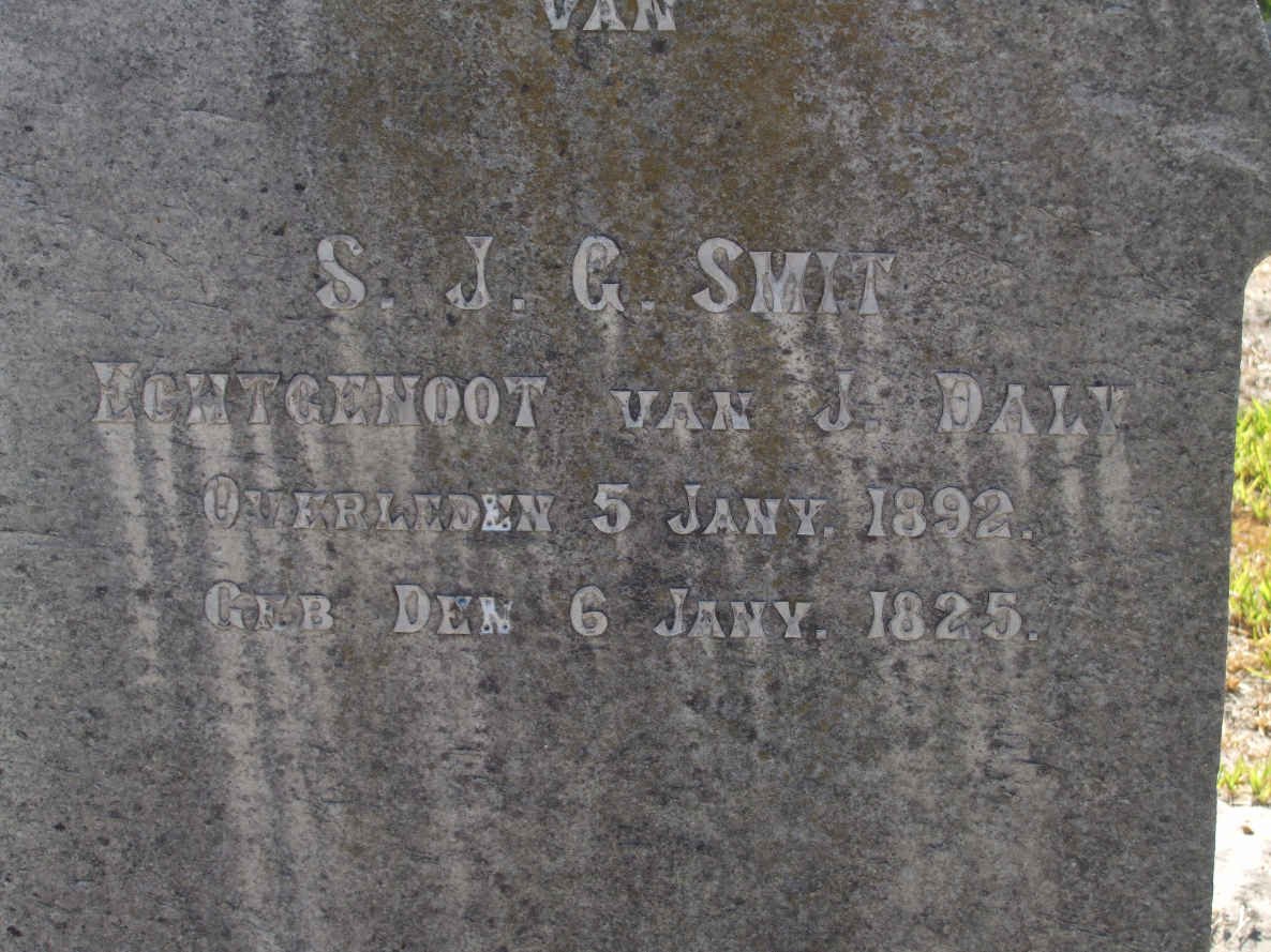 DALY  S.J.G. nee SMIT  1825-1892