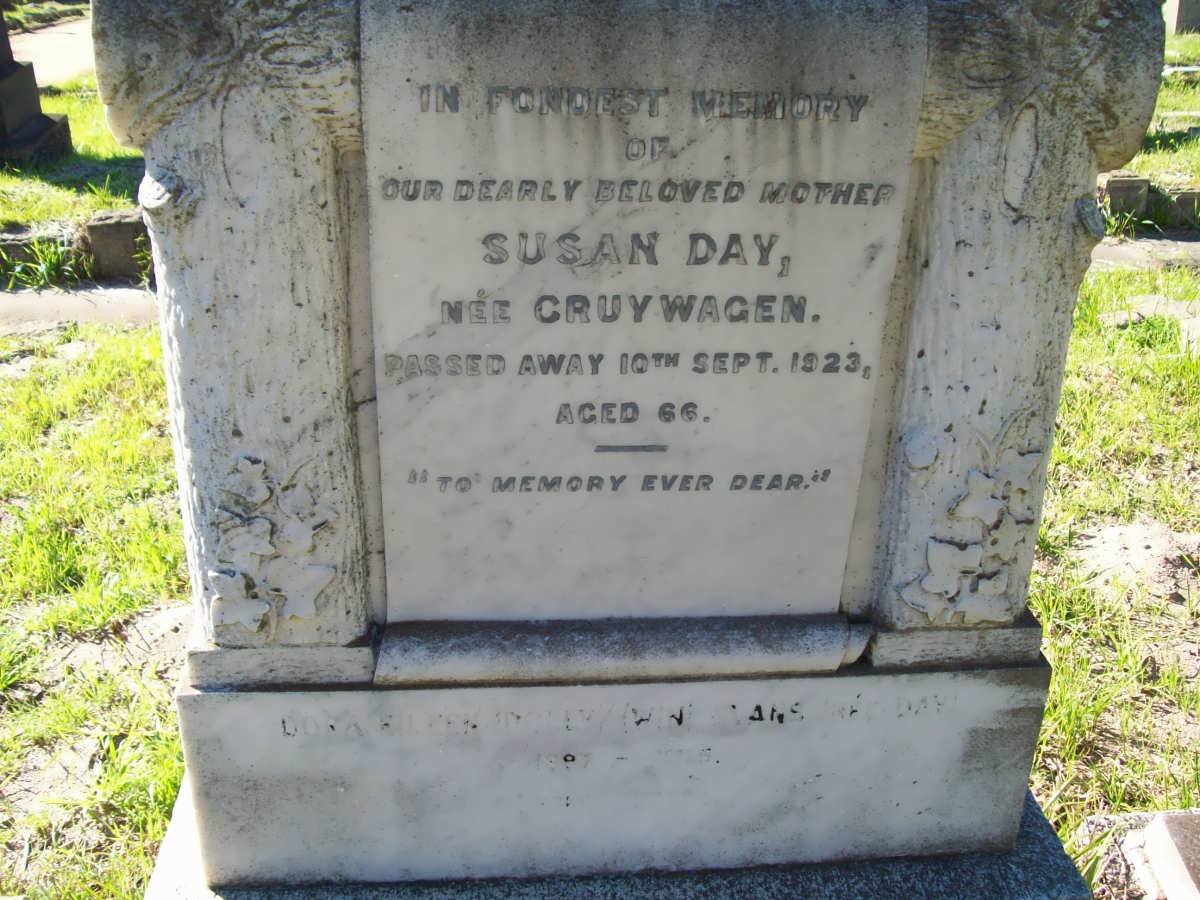 DAY Susan nee CRUYWAGEN -1923 :: WILLIAMS Dora Eileen nee DAY 1897-1915