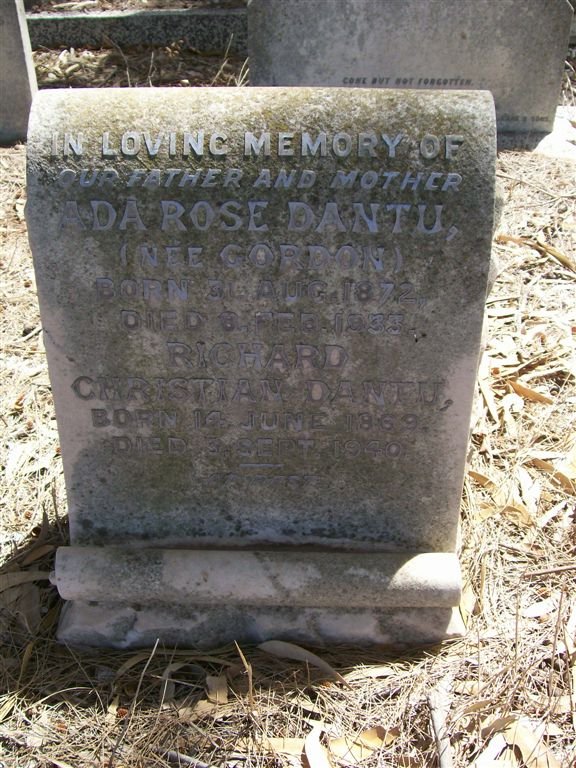 DANTU Richard Christian 1869-1940 &amp; Ada Rose GORDON 1872-1933