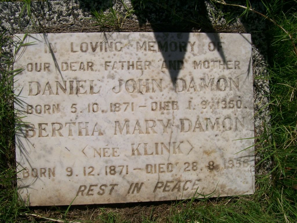 DAMON Daniel John 1871-1950 &amp; Bertha Mary KLINK 1871-1956
