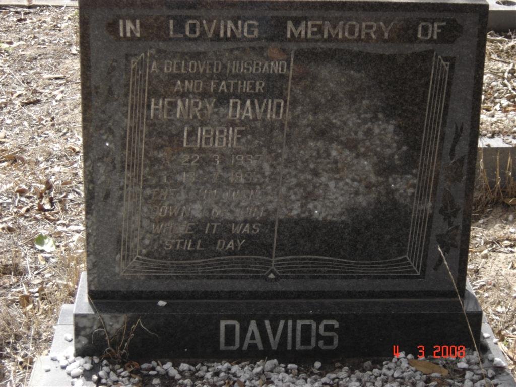 DAVIDS Henry David Libby 1937-1991