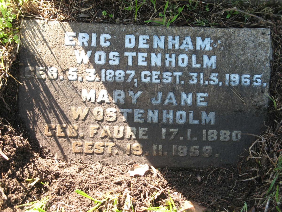 DANIEL Jeanette nee PINKUS 1819-1916 :: WOSTENHOLM Eric Denham 1887-1963 &amp; Mary Jane FAURE 1880-1959