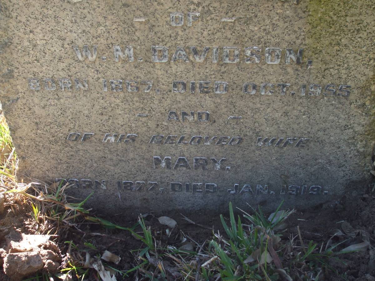 DAVIDSON W.M. 1867-1955 &amp; Mary 1877-1919