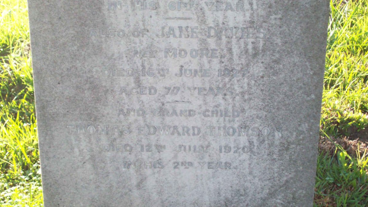DAVIES Jane nee MOORE -1922 :: THOMSON Thomas Edward -1920