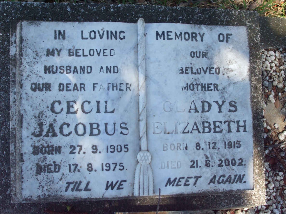 DAVIDS Cecil Jacobus 1905-1975 &amp; Gladys Elizabeth 1915-2002