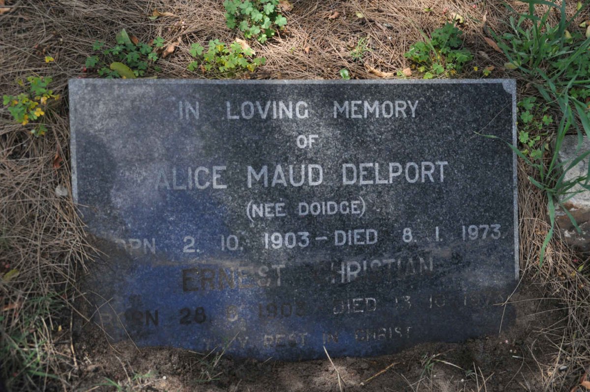DELPORT Ernest Christian 1903-1973 &amp; Alice Maud DOIDGE 1903-1973