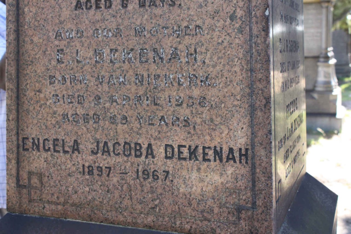 DEKENAH E.L. nee van NIEKERK -1936 :: DEKENAH Engela Jacoba 1897-1967