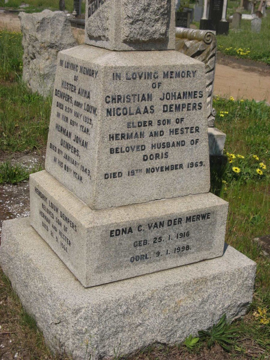 DEMPERS Christian Johannes Nicolaas -1969 :: MERWE Edna C., van der 1916-1998