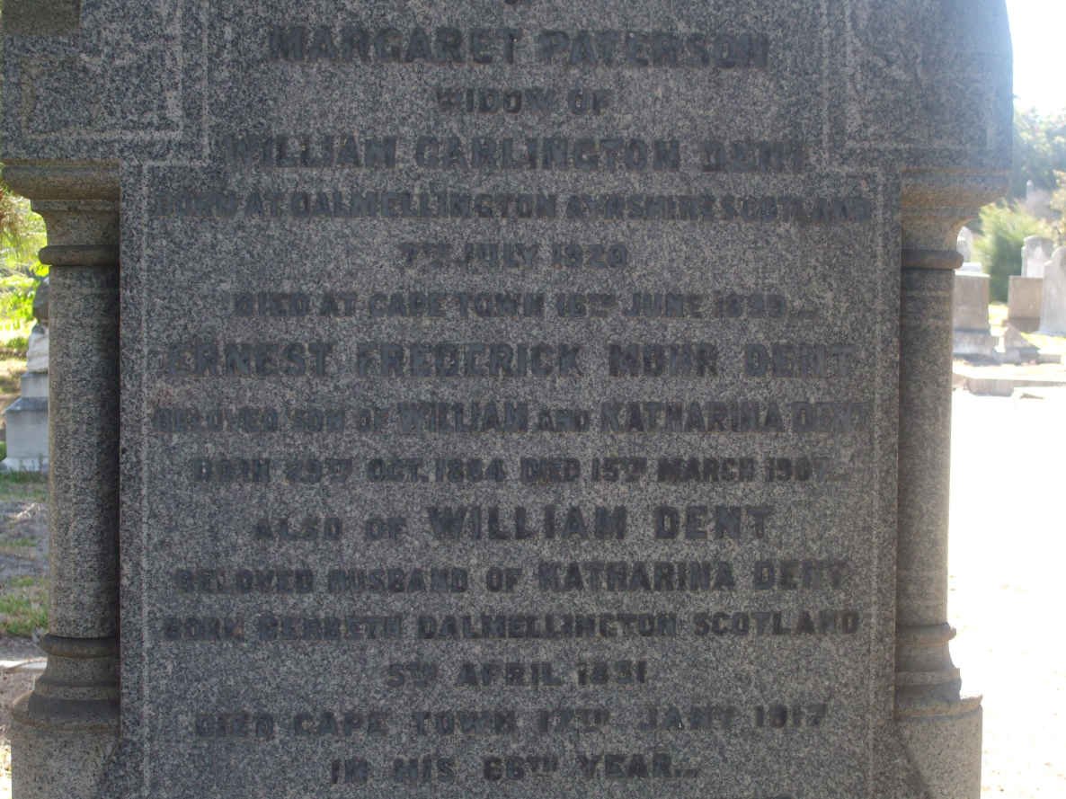 DENT Margaret nee PATERSON 1820-1899 :: DENT Ernest Frederick Mohr 18?4-1907 :: DENT William 1851-1917