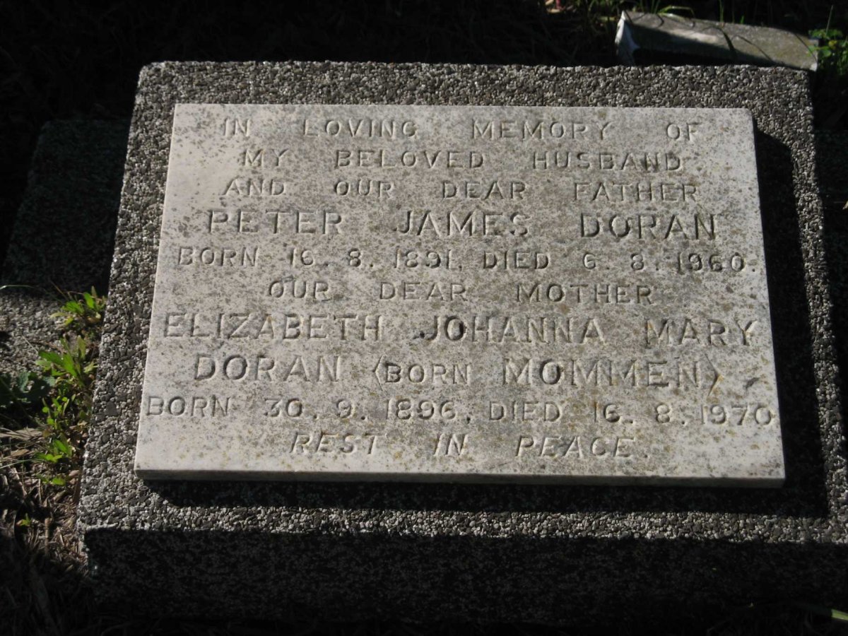 DORAN Peter James 1891-1960 &amp; Elizabeth Johanna Mary MOMMEN 1896-1970