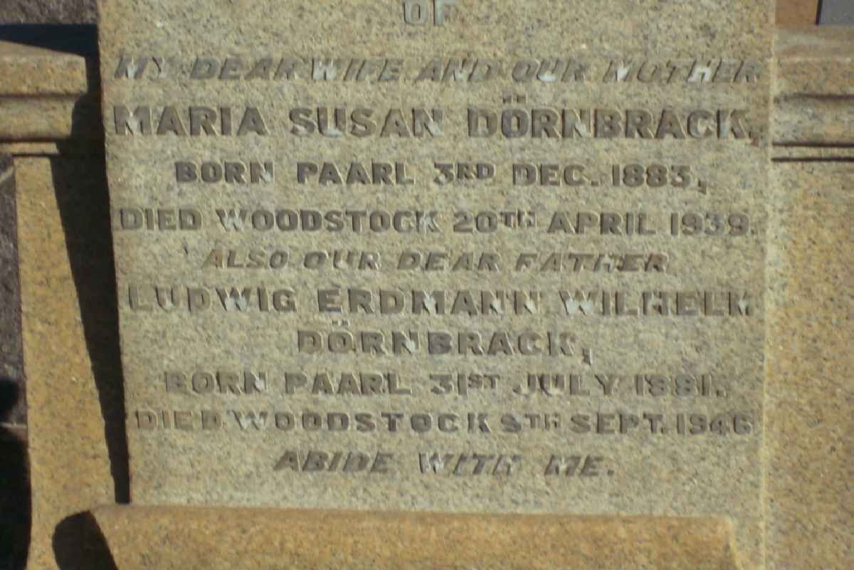 DORNBRACK Ludwig Erdmann Wilhelm 1881-1946 &amp; Maria Susan 1883-1939