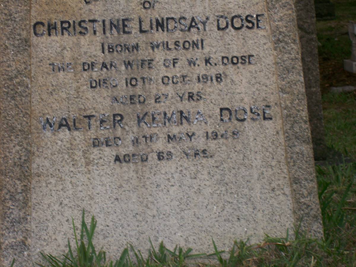 DOSE Walter Kemna -1948 &amp; Christine Lindsay WILSON -1918