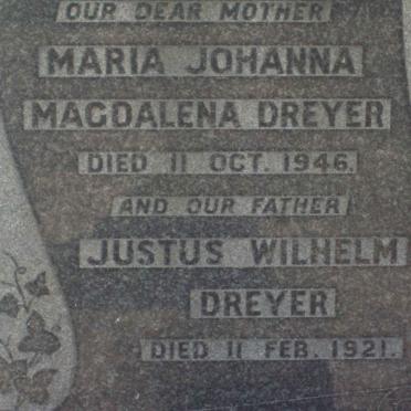 DREYER Justus Wilhelm -1921 &amp; Maria Johanna Magdalena -1946