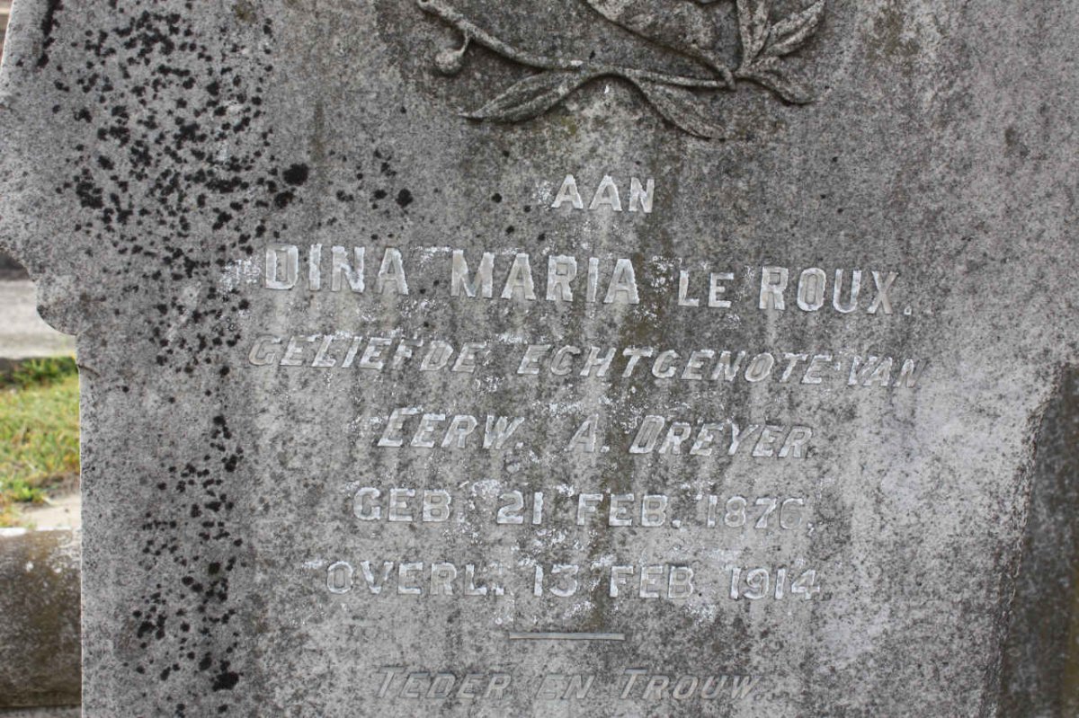 DREYER Dina Maria nee LE ROUX 1876-1914
