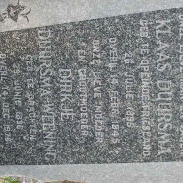 DUURSMA Klaas 1895-1945 &amp; Dirkje WEENING 1896-1978