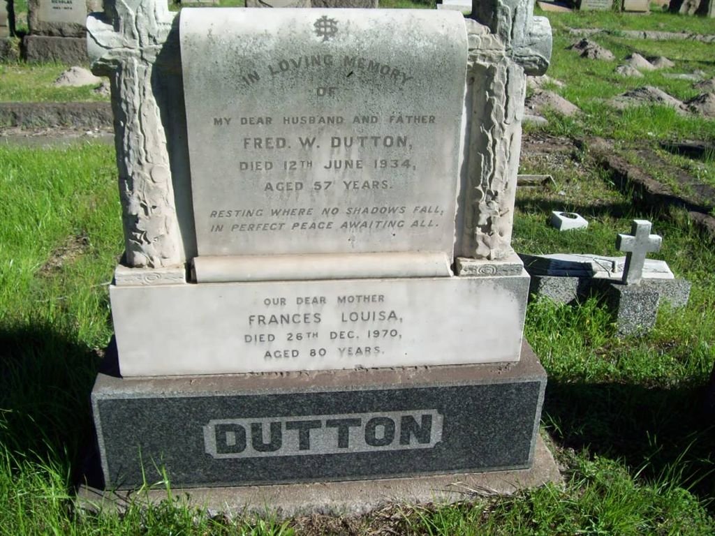 DUTTON Fred W. -1934 &amp; Frances Louisa -1970