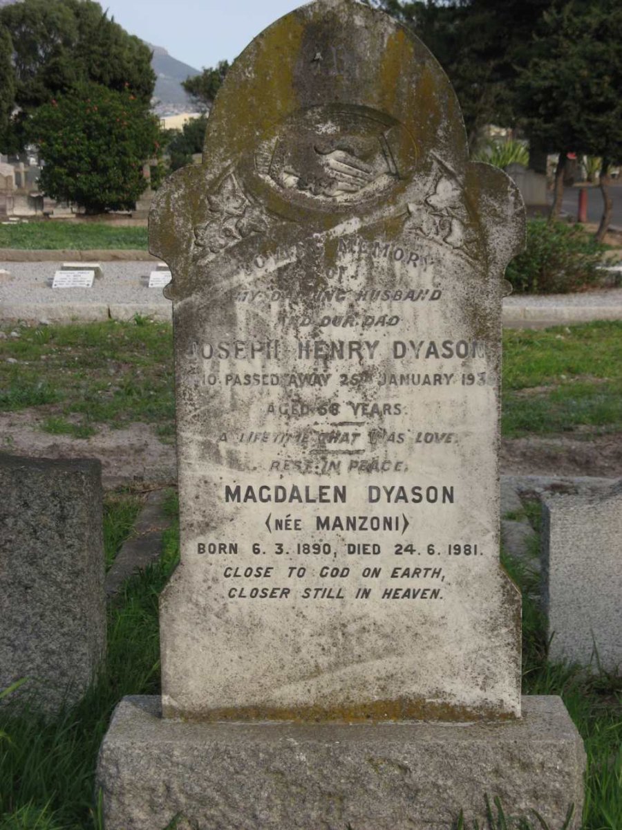 DYASON Joseph Henry -1939 &amp; Magdalen MANZONI 1890-1981