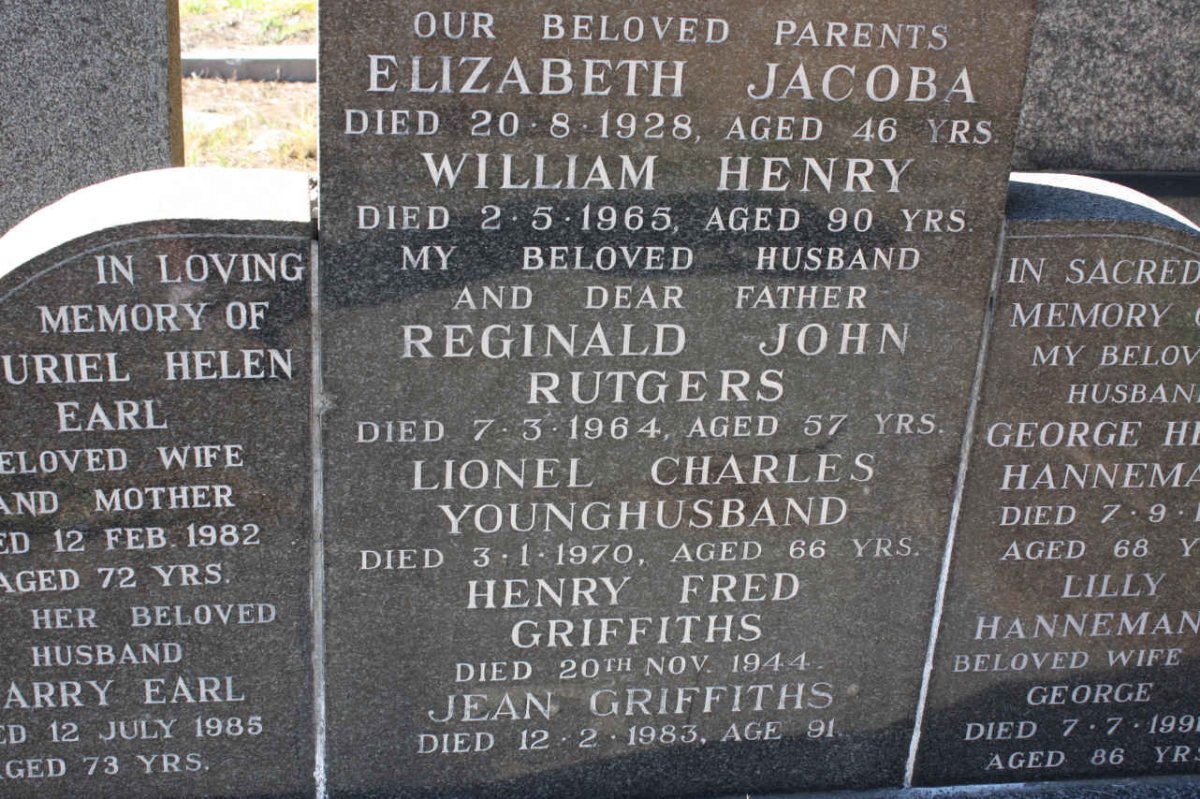 ? William Henry -1965 &amp; Elizabeth Jacoba -1928