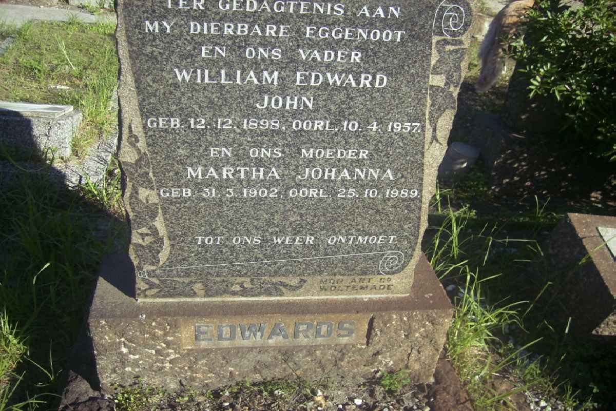 EDWARDS William Edward John 1898-1957 &amp; Martha Johanna 1902-1989
