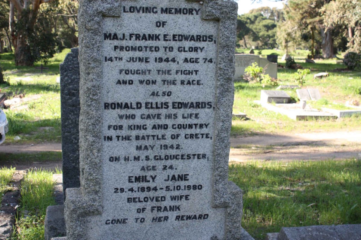EDWARDS Frank E. -1944 &amp; Emily Jane 1894-1980 :: EDWARDS Ronald Ellis -1942