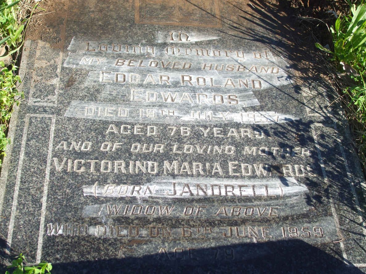 EDWARDS Edgar Roland -1957 &amp; Victorind Maria JANDRELL -1959 