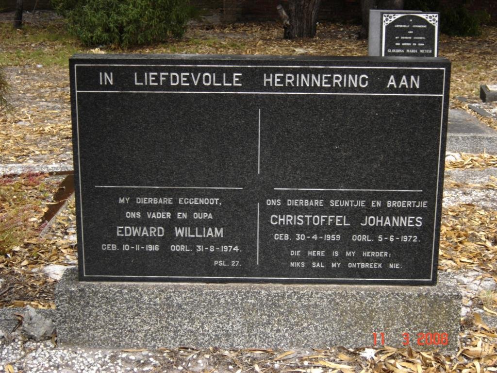 EEDEN Edward William, van 1916-1974 :: VAN EEDEN Christoffel Johannes 1959-1972